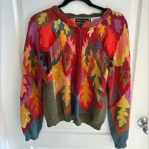 Colorful Leaf Pattern Cardigan